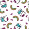 Licensed Character Prints - Hello Kitty Rainbow Toss Cotton Fabric by the Yard